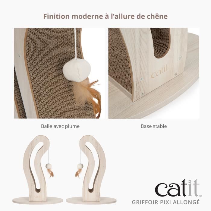 Cat Scratching Post - CATIT - Pixi Cat Tail - With Fabric Ball and Feather - Natural Oak Look
