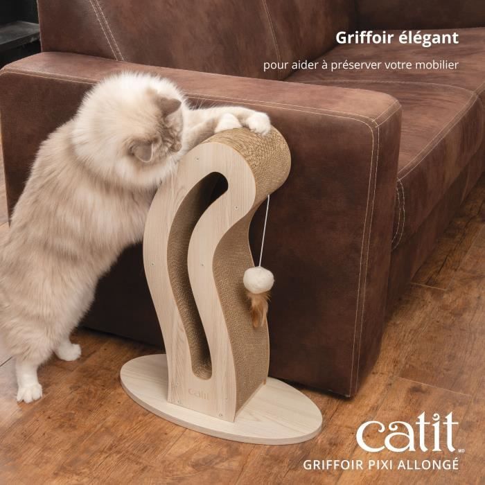Cat Scratching Post - CATIT - Pixi Cat Tail - With Fabric Ball and Feather - Natural Oak Look