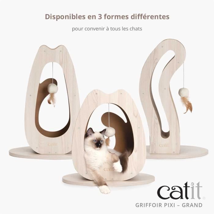 Cat Scratching Post - CATIT - Pixi Cat Tail - With Fabric Ball and Feather - Natural Oak Look