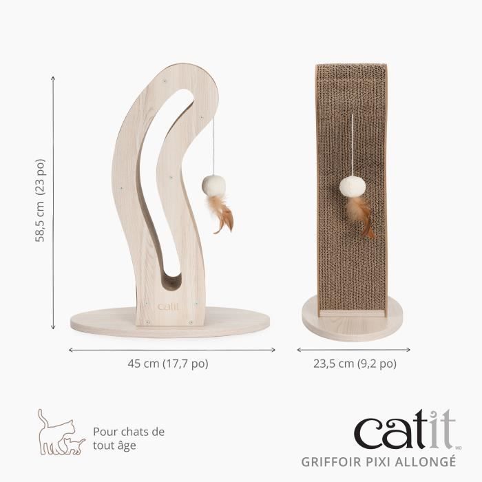 Cat Scratching Post - CATIT - Pixi Cat Tail - With Fabric Ball and Feather - Natural Oak Look