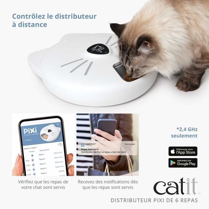 Connected Cat Food Dispenser - CATIT - PIXI SMART - 6 x 170ml - LCD Touchscreen - With Ice Packs