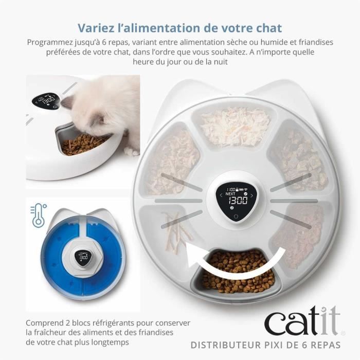 Connected Cat Food Dispenser - CATIT - PIXI SMART - 6 x 170ml - LCD Touchscreen - With Ice Packs