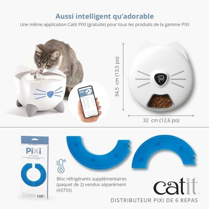 Connected Cat Food Dispenser - CATIT - PIXI SMART - 6 x 170ml - LCD Touchscreen - With Ice Packs