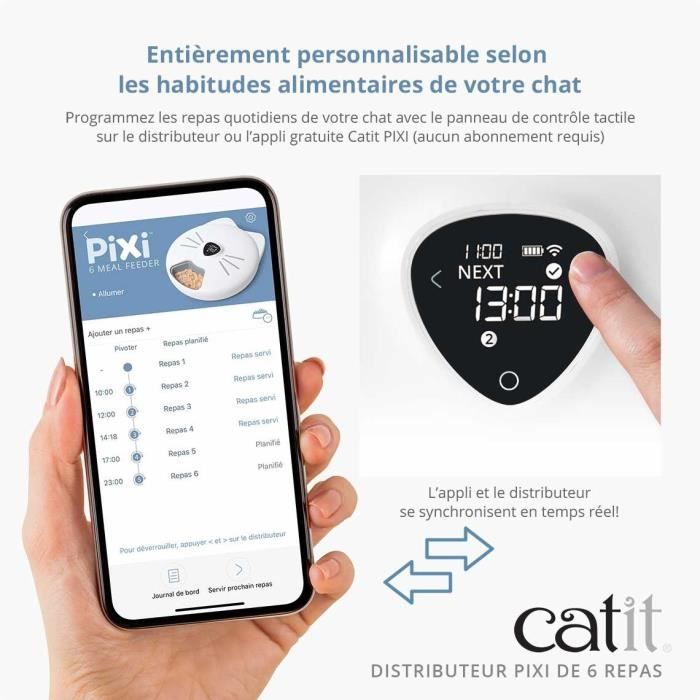 Connected Cat Food Dispenser - CATIT - PIXI SMART - 6 x 170ml - LCD Touchscreen - With Ice Packs
