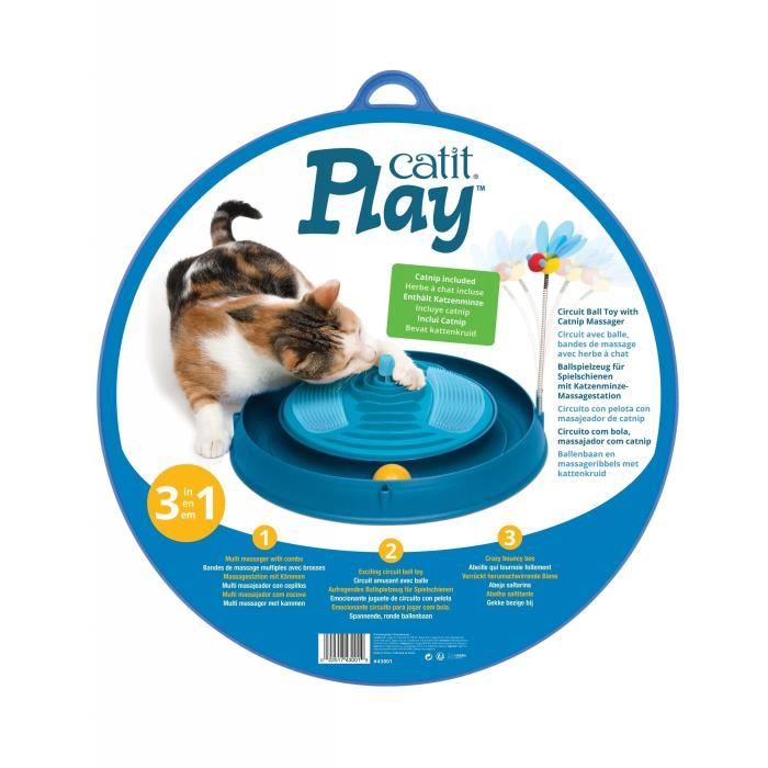 CAT IT 3-in-1 circuit with ball, massage band and catnip - Ø 36 cm - Blue - For cat
