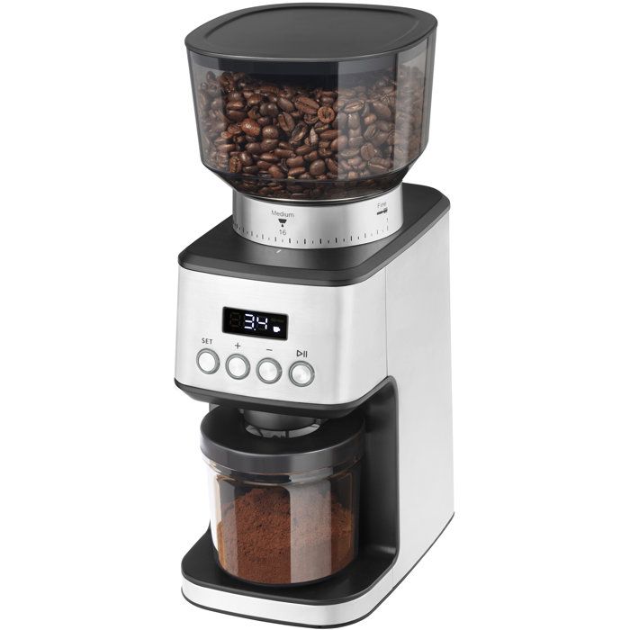 CATLER CG 510 Electric Coffee Grinder - Stainless Steel Grinding Burrs - 31 Adjustable Grind Settings - LCD Display - Ground Coffee - Stainless Steel