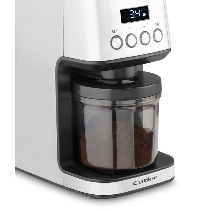 CATLER CG 510 Electric Coffee Grinder - Stainless Steel Grinding Burrs - 31 Adjustable Grind Settings - LCD Display - Ground Coffee - Stainless Steel