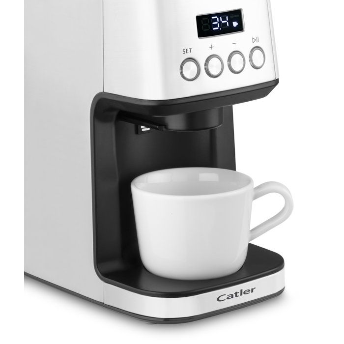 CATLER CG 510 Electric Coffee Grinder - Stainless Steel Grinding Burrs - 31 Adjustable Grind Settings - LCD Display - Ground Coffee - Stainless Steel