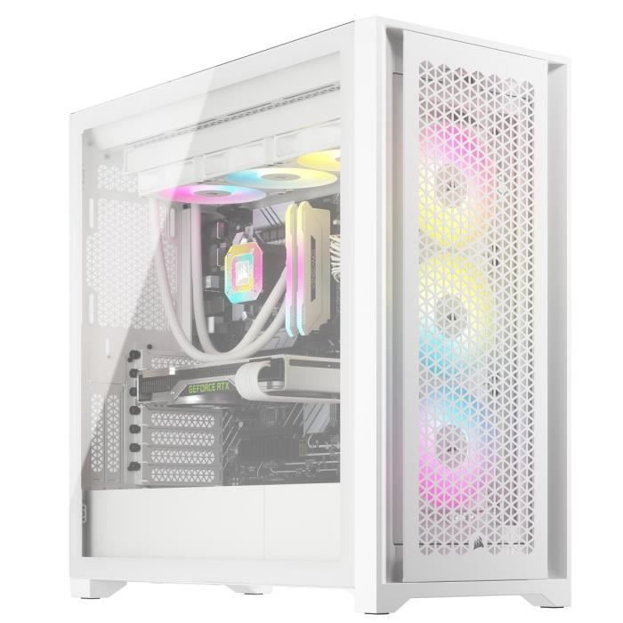PC case - Corsair - ICUE 5000D RGB Airflow - Middle Tower - 3 AF120 RGB Elite - White fans