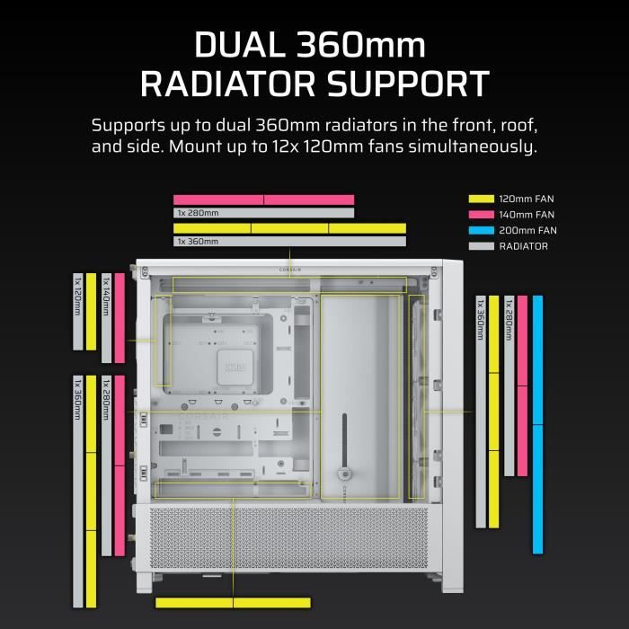 PC Case - CORSAIR - FRAME 4000D RS - Mid-Tower - White - CC-9011313-WW