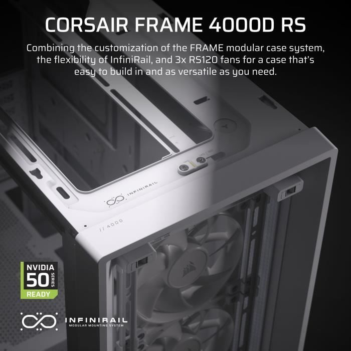 PC Case - CORSAIR - FRAME 4000D RS - Mid-Tower - White - CC-9011313-WW