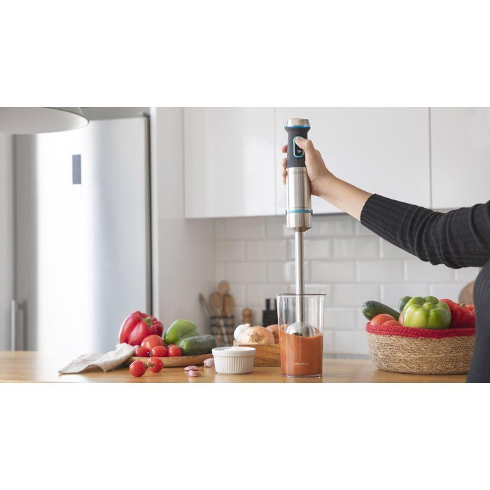 Hand Blender - CECOTEC - Power TitanBlack XL - 1200 W - 4-blade system - 800 ml glass jar - Stainless Steel / Black