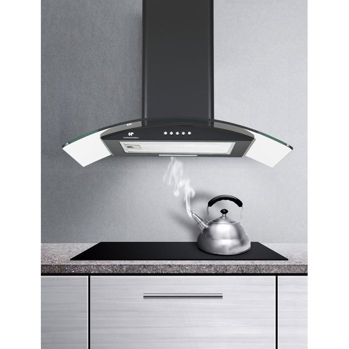Hotte décorative - CONTINENTAL EDISON - CEH60GB2 - Classe A - 60 x 47 x 50,84 cm - Noir / Verre