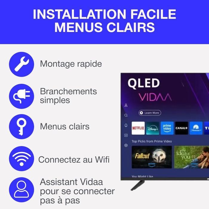 QLED TV - CONTINENTAL EDISON - CELED43SVQLD25B6 - 43'' (109 cm) - UHD 4K 3840x2160 - SMART VIDAA - 3xHDMI - 2xUSB