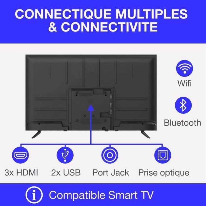 QLED TV - CONTINENTAL EDISON - CELED43SVQLD25B6 - 43'' (109 cm) - UHD 4K 3840x2160 - SMART VIDAA - 3xHDMI - 2xUSB
