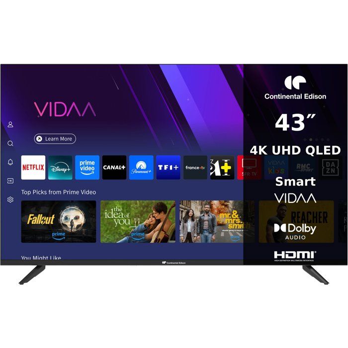 QLED TV - CONTINENTAL EDISON - CELED43SVQLD25B6 - 43'' (109 cm) - UHD 4K 3840x2160 - SMART VIDAA - 3xHDMI - 2xUSB