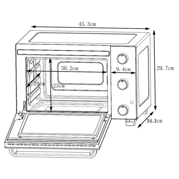 Continental Edison CEMF22B - Electric minifour 22L Black - 1300W - Rotissoire, natural convection
