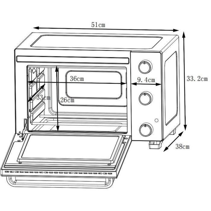 Continental Edison CEMF35B4 - Electric minifour 35L Black - 1500W - Rotissoire, natural convection