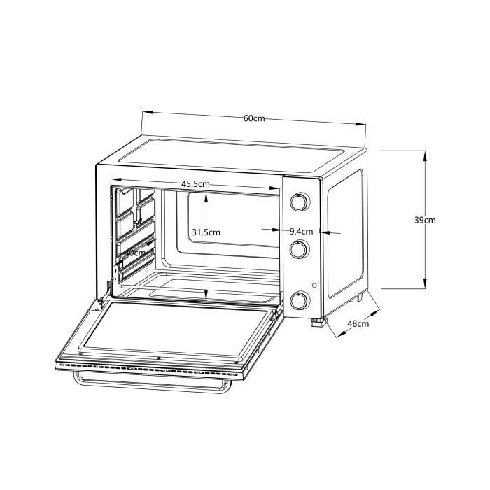 Electric mini oven - Natural convection CONTINENTAL EDISON - CEMF60B3 - Black - L60 x H39 x D 48 cm