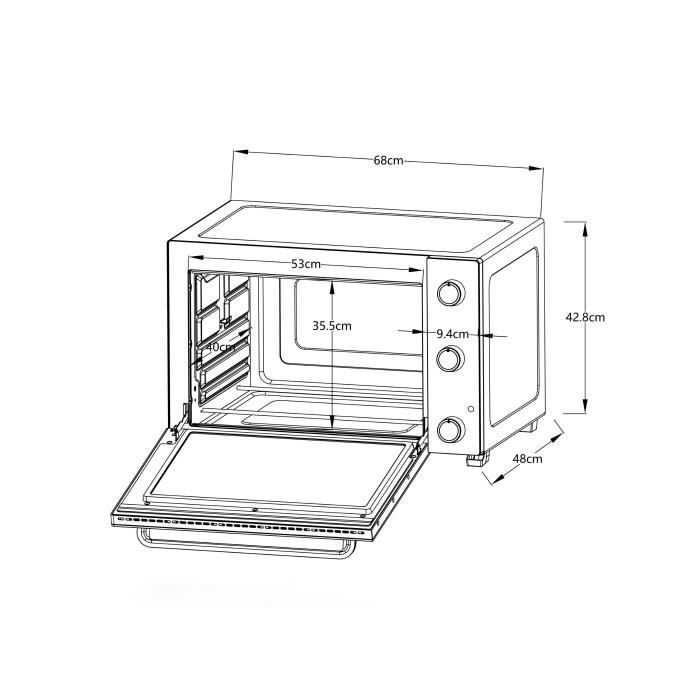 Electric mini oven - Fan-assisted - CONTINENTAL EDISON - CEMF80B - Black - L68 x H42.8 x D 48 cm
