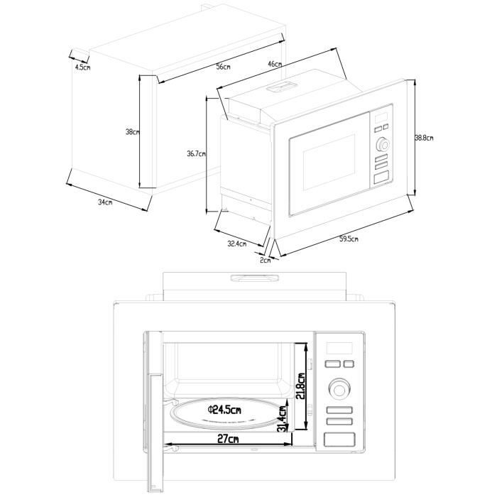 Built-in microwave oven Continental Grill Edison MO20IXEG L59.5 x H38.8 cm x D34.35 cm 20l stainless steel