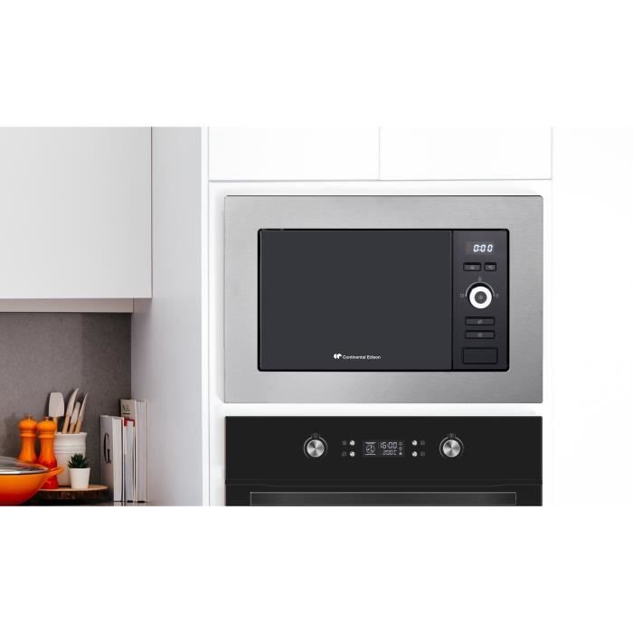 Continental Edison Mo20ixes Black and stainless steel microwave oven L59.5 x 38.8 x D34.5 cm 20L
