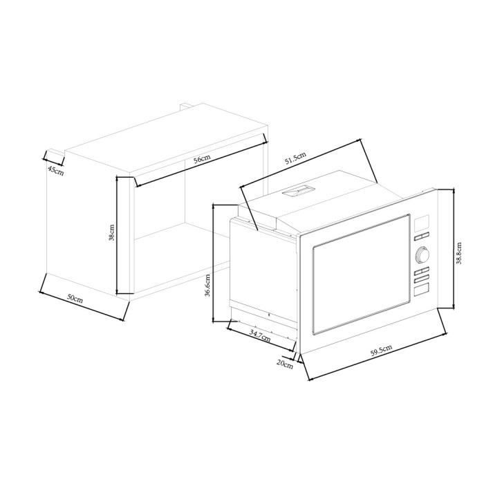 Continental built-in microwave EDISSE CEMO25GE2 SILVER L59.5 x H38.8 x D40 cm 25L
