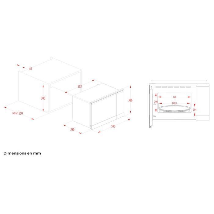 Built-in microwave - CONTINENTAL EDISON - CEMO25GINES - Black Stainless Steel L59.5 x H38.8 x D40.1 cm - 25L