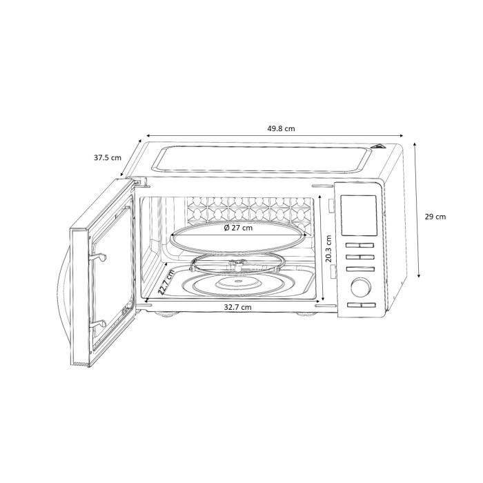 Combined microwave - Continental Edison - CEMO25SG13S3 - Silver - 25 L - Mirror door - 900 W - Grill 1000 W - Convection 1000 W