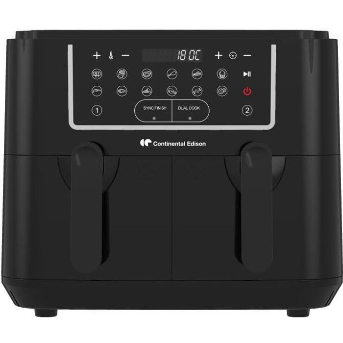 CONTINENTAL EDISON Oil-Free Air Fryer - RFRSH24002CB - 9 L - Double trays - 2400W - Black