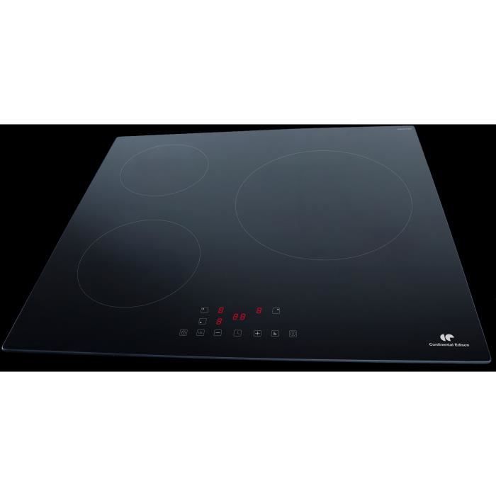 CONTINENTAL EDISON CETI3B28 induction hob 3 zones, 6600W - 3 boosters - 3 timers - black