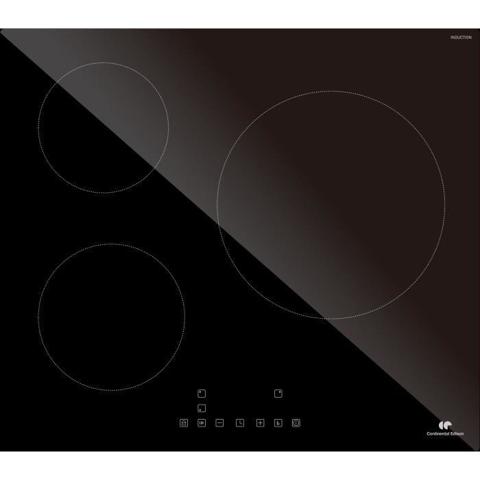 CONTINENTAL EDISON CETI3B28 induction hob 3 zones, 6600W - 3 boosters - 3 timers - black