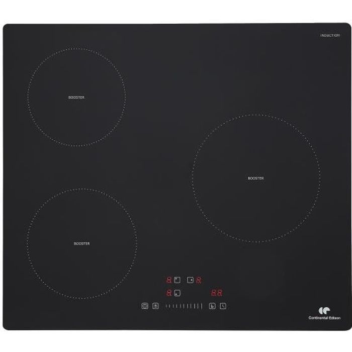 Continental Edison 3-burner induction hob - 3 timers - 3 boosters - black