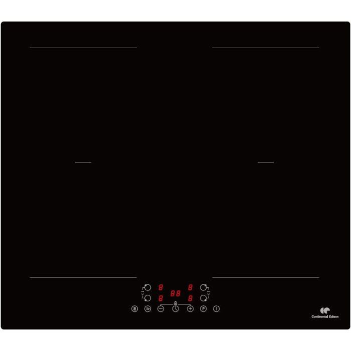 CONTINENTAL EDISON Induction Cooktop - CETI4ZFLEX4 - 4 zones - 2 flex zones (7,360 W) - slider control - 4 boosters - black