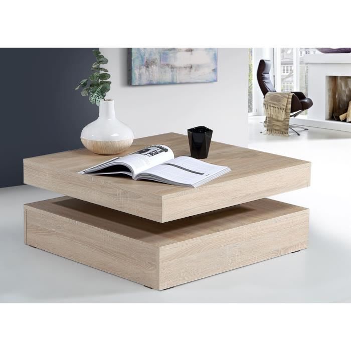 Coffee table with rotating top - Square - Oak - 78 x 78 x 36 cm - COFFEE