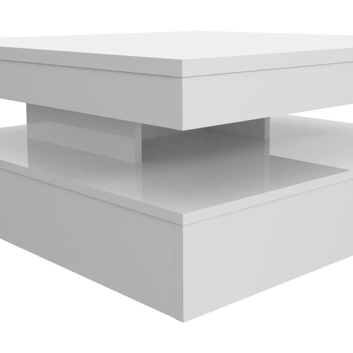 Coffee table with rotating top - Square glossy white - 78 x 78 x 36 cm - COFFEE