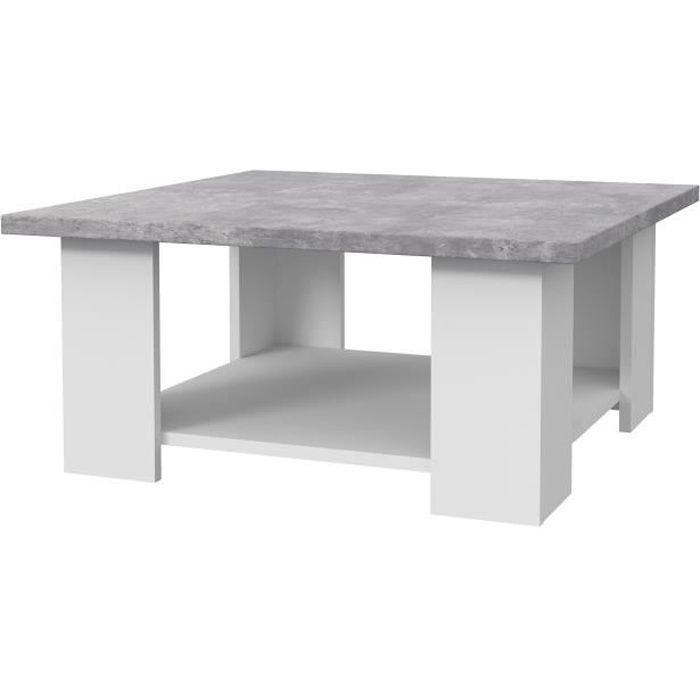 Pilvi coffee table - white and light concrete - contemporary - L 67 x D 67 x H 31 cm