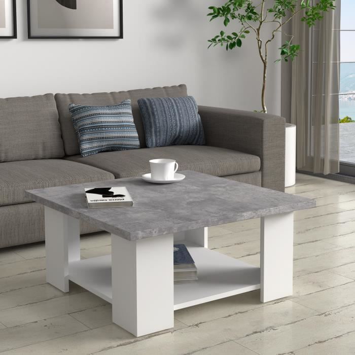 Pilvi coffee table - white and light concrete - contemporary - L 67 x D 67 x H 31 cm