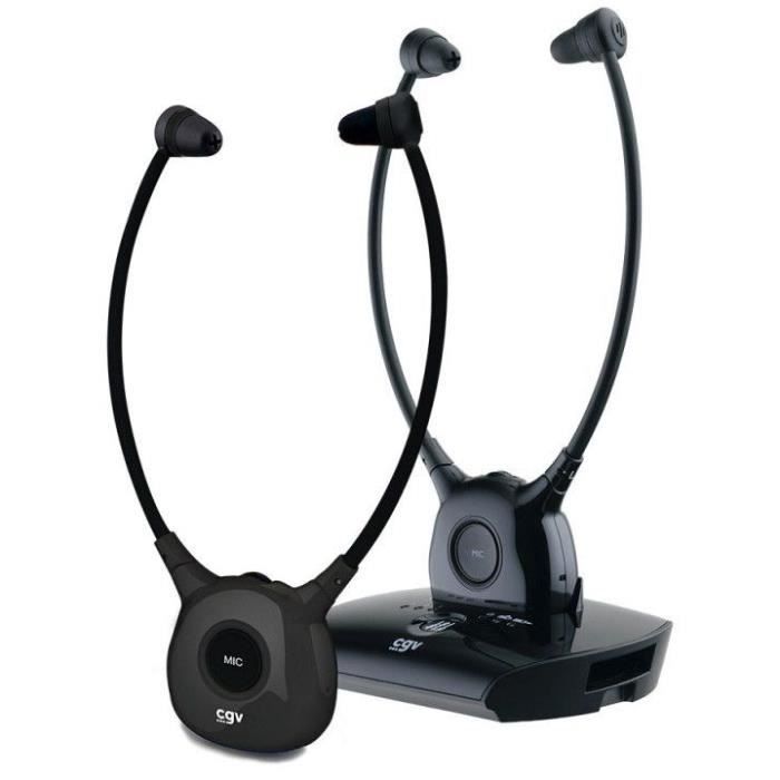 Wireless TV/HIFI headphones - CGV - DOLFIN ONYX DUO - Hearing aid - Integrated microphone - Lightweight