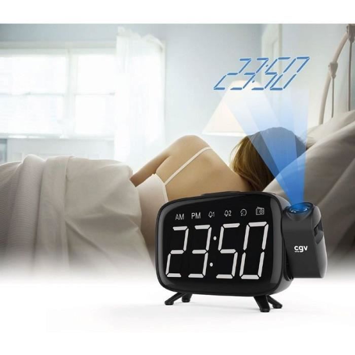 Clock radio with time projection - CGV - CR-P10 - Dual alarm - Large buttons - Easy to use
