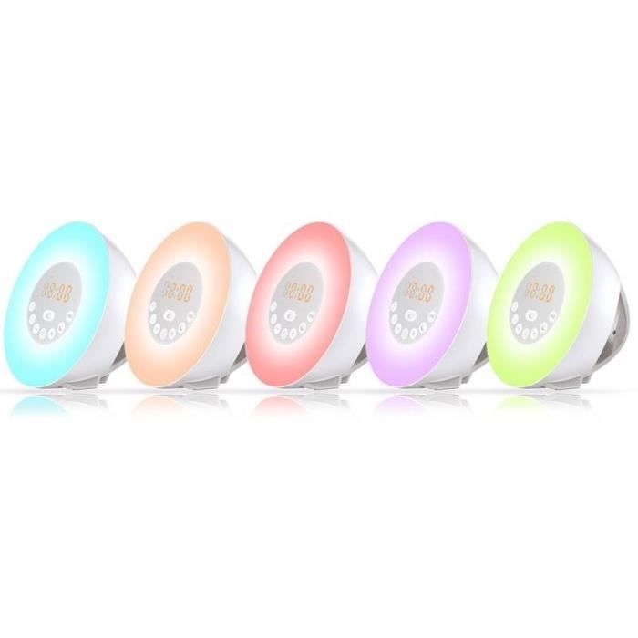 CGV CR ARUNA Clock radio with dawn simulator - 6 mood colors - White