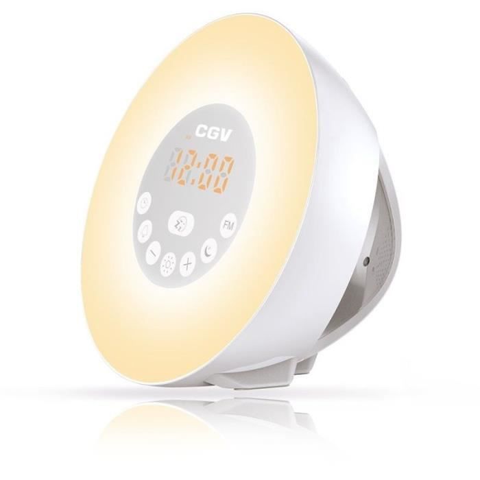 CGV CR ARUNA Clock radio with dawn simulator - 6 mood colors - White