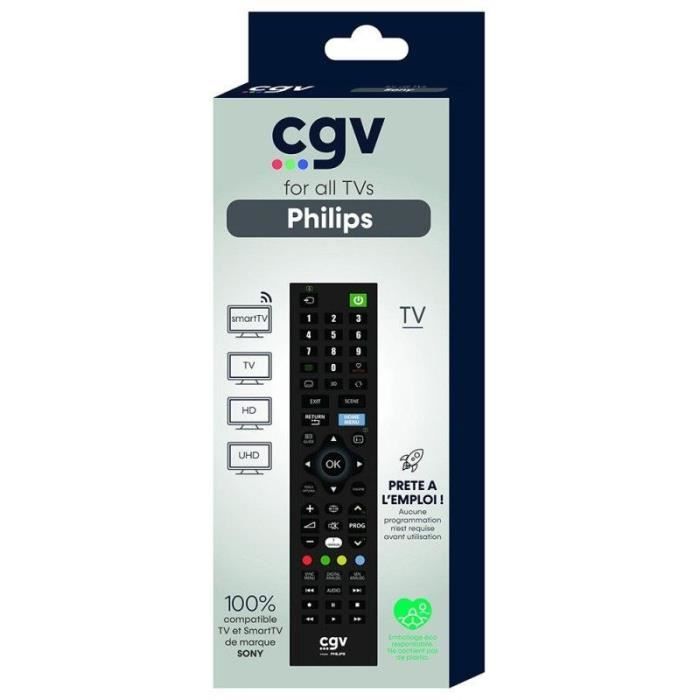 Replacement remote control - CGV - FIDELIO Philips - For Philips televisions - Without programming - Ready to use