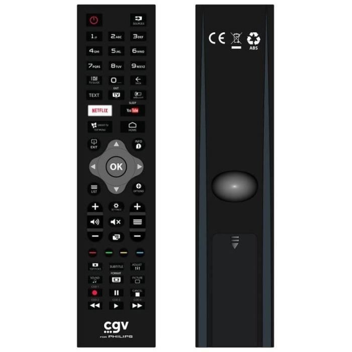 Replacement remote control - CGV - FIDELIO Philips - For Philips televisions - Without programming - Ready to use