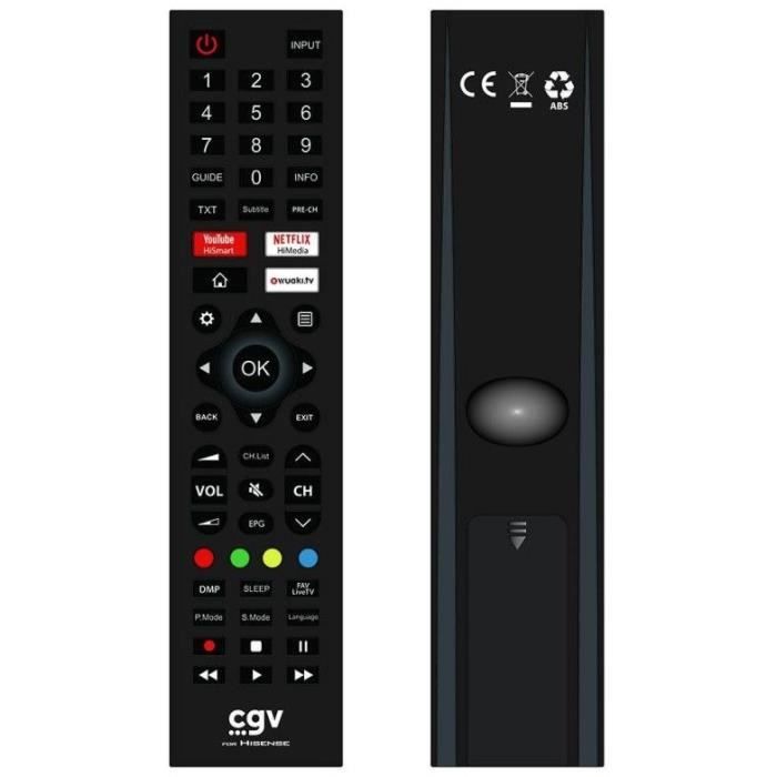 Replacement remote control - CGV - FIDELIO Hisense - For Hisense televisions - Without programming - Ready to use
