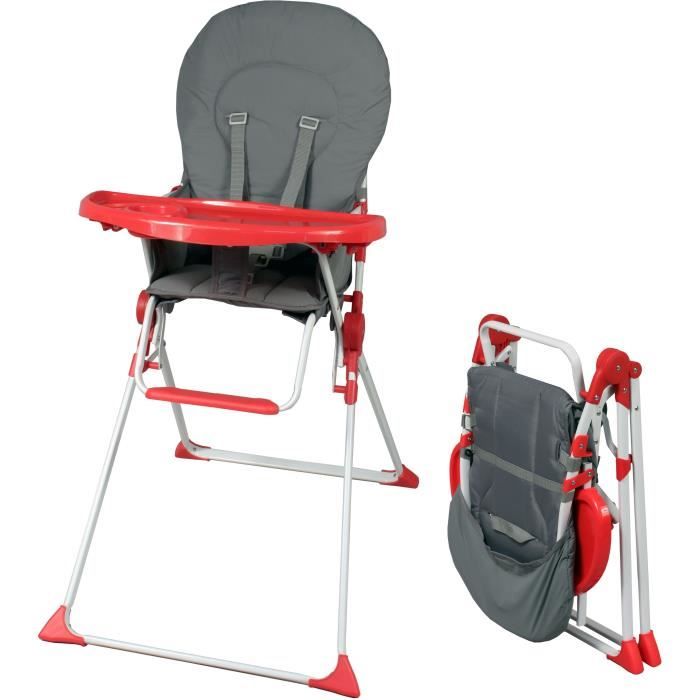 BAMBIKID Fixed high chair - 6 months - Mixed - Gray and red