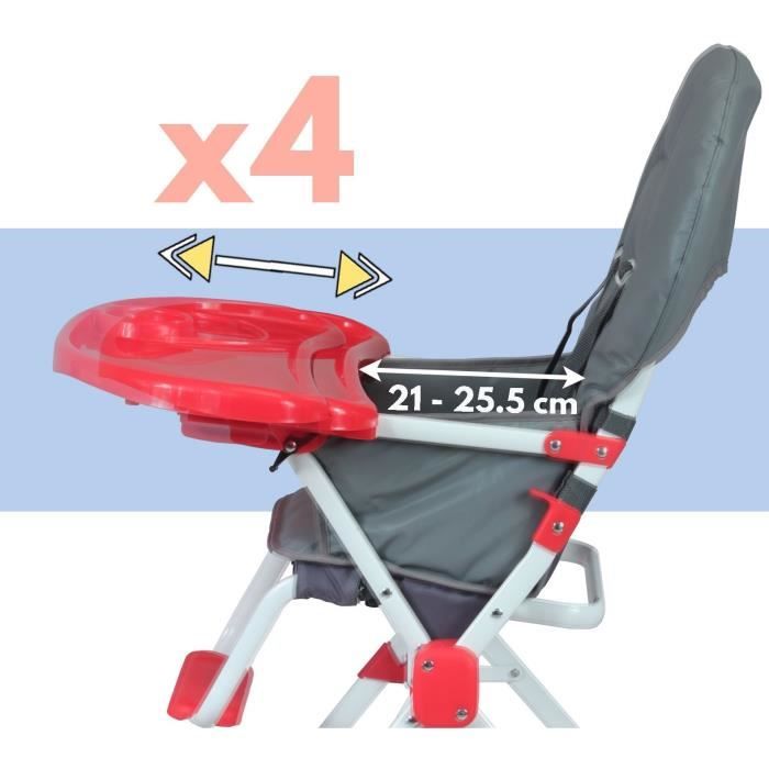 BAMBIKID Fixed high chair - 6 months - Mixed - Gray and red