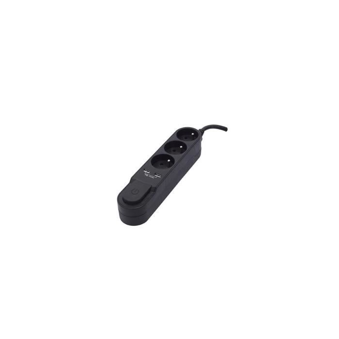 Chacon Multiprise Bloc with switch 3 sockets 16 A and 2 2A USB outputs, cable 1.5 m