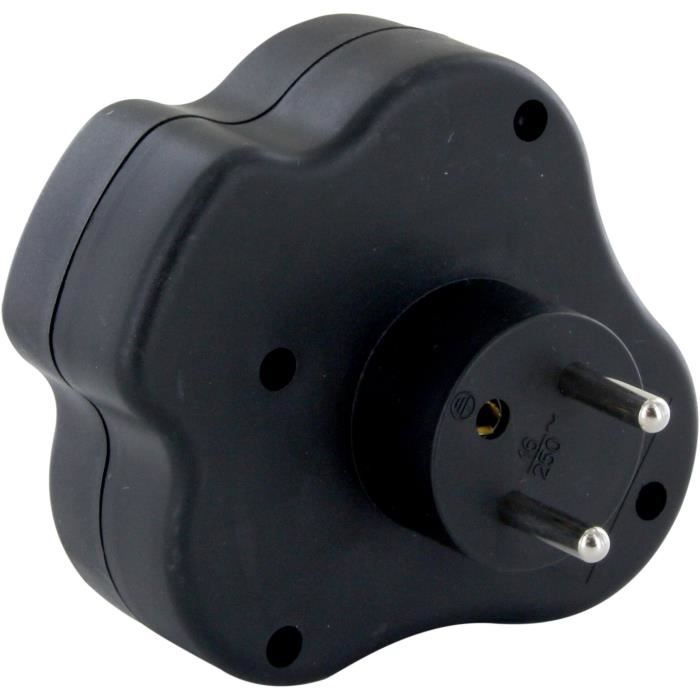 Domino 3x16A - CHACON - Triangle with switch - Black
