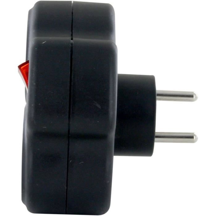 Domino 3x16A - CHACON - Triangle with switch - Black